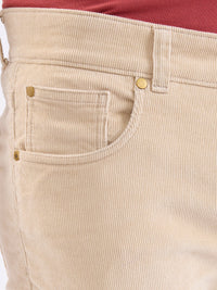 Men Trouser  Beige Mid Rise