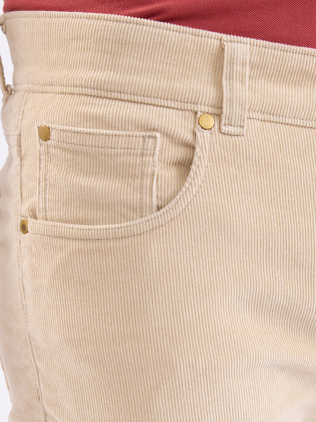 Men Trouser  Beige Mid Rise