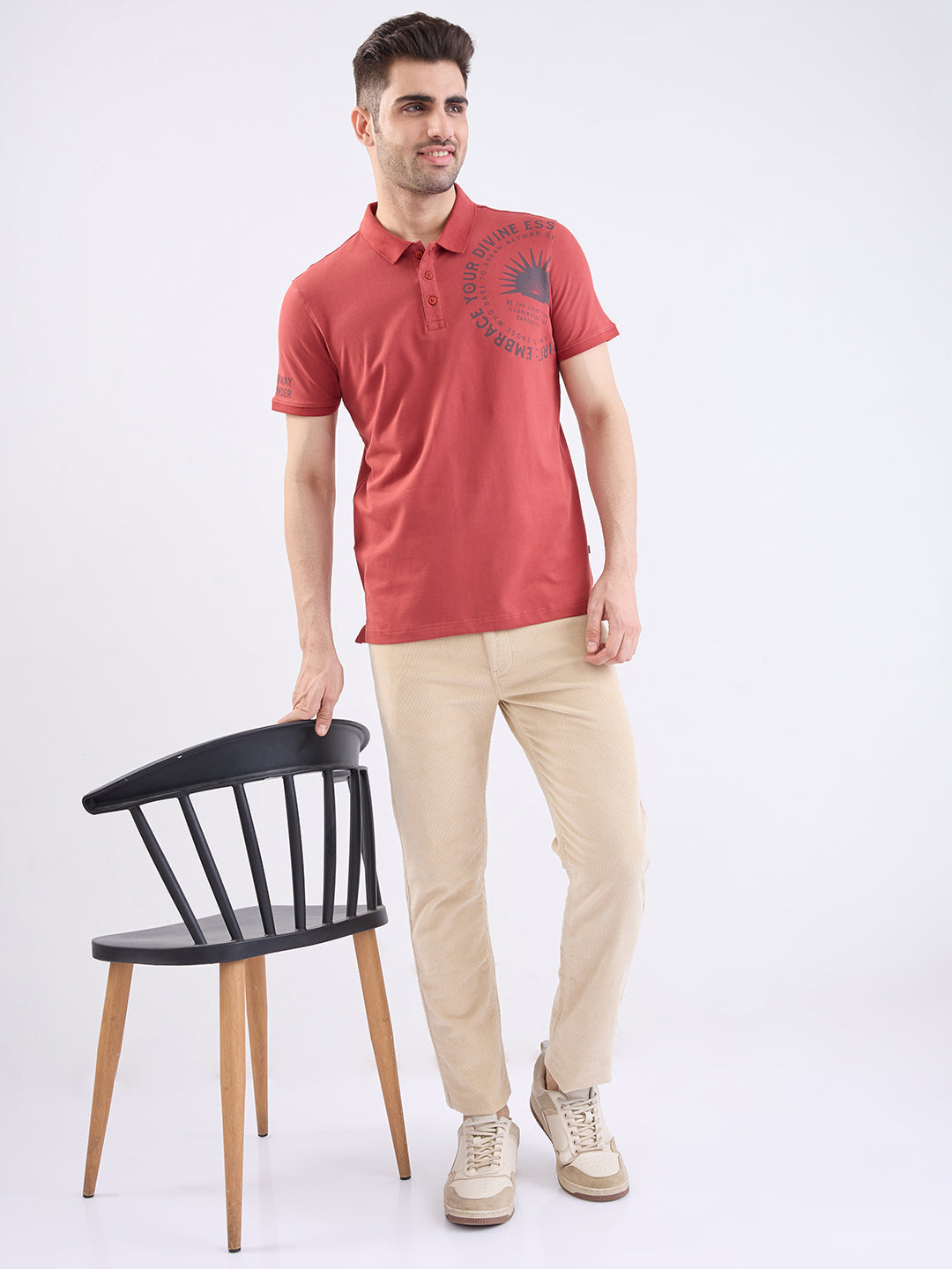 Spykar Taupe Beige Mid Rise Casual Trouser For Men
