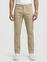 Men Trouser Regular Fit Brown Mid Rise
