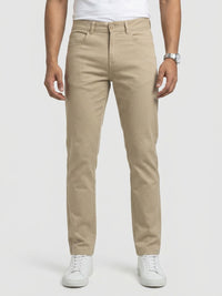 Men Trouser Regular Fit Brown Mid Rise