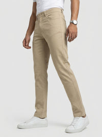 Men Trouser Regular Fit Brown Mid Rise