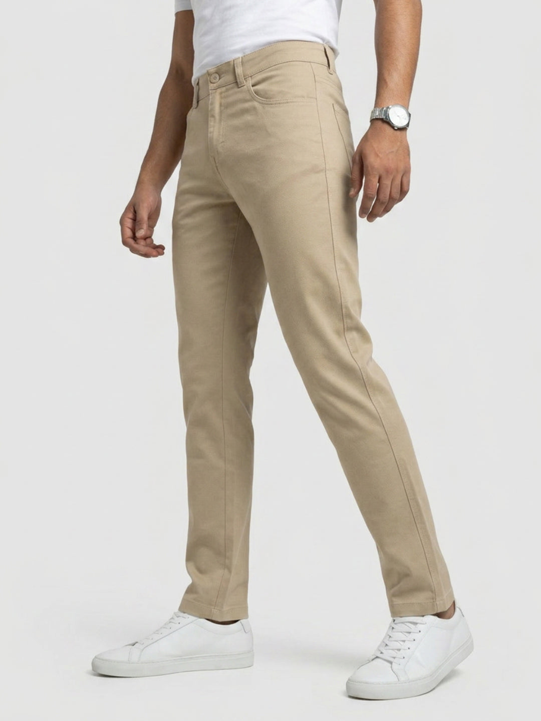 Men Trouser Regular Fit Brown Mid Rise