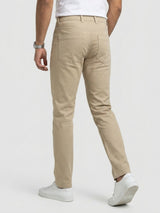 Men Trouser Regular Fit Brown Mid Rise