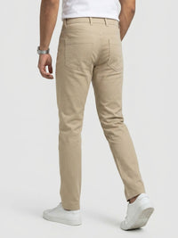 Men Trouser Regular Fit Brown Mid Rise