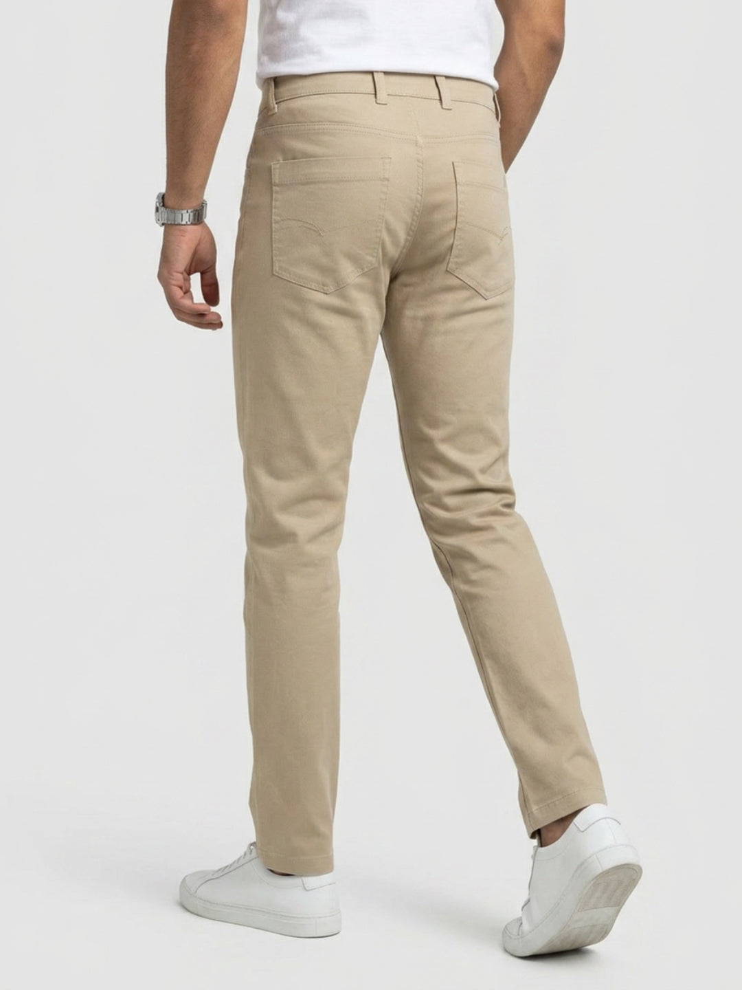 Men Trouser Regular Fit Brown Mid Rise