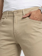 Men Trouser Regular Fit Brown Mid Rise