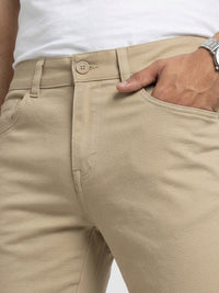 Men Trouser Regular Fit Brown Mid Rise