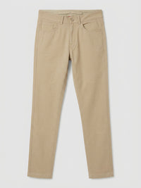 Men Trouser Regular Fit Brown Mid Rise