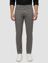 Men Trouser Regular Fit Grey Mid Rise