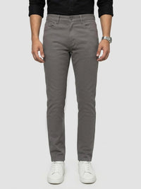Men Trouser Regular Fit Grey Mid Rise