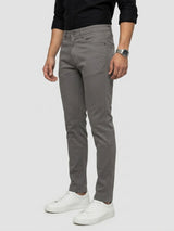 Men Trouser Regular Fit Grey Mid Rise