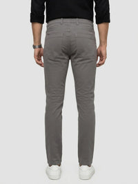 Men Trouser Regular Fit Grey Mid Rise