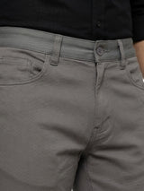Men Trouser Regular Fit Grey Mid Rise