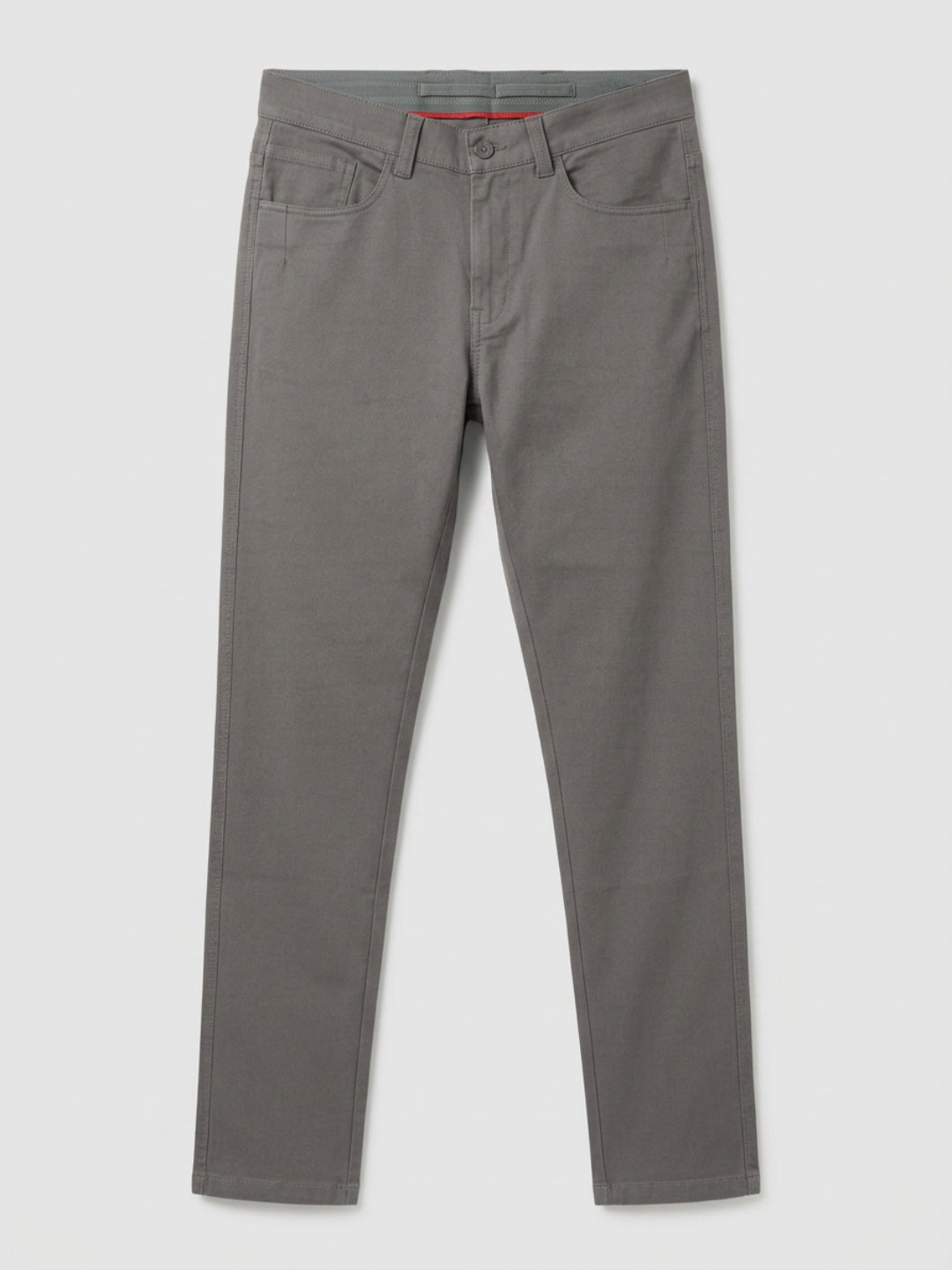 Men Trouser Regular Fit Grey Mid Rise