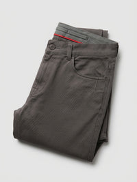 Men Trouser Regular Fit Grey Mid Rise