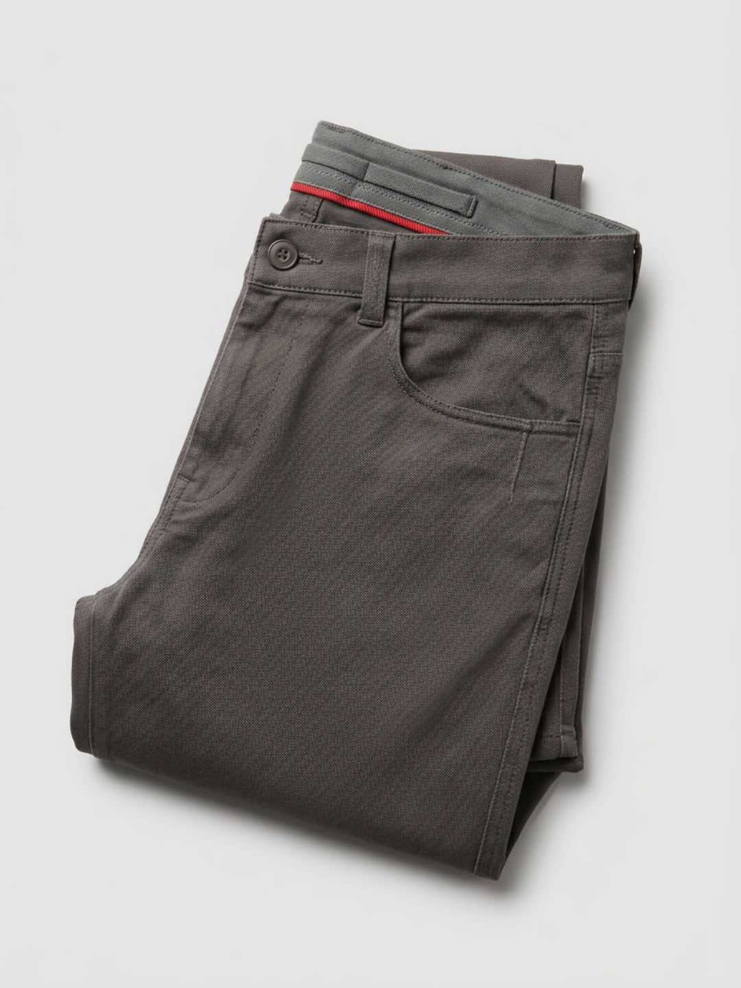 Men Trouser Regular Fit Grey Mid Rise