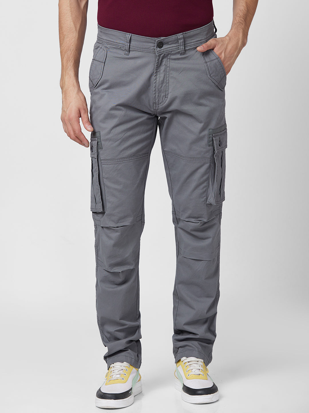 Spykar Men Mid-Rise Cotton Cargos Trousers