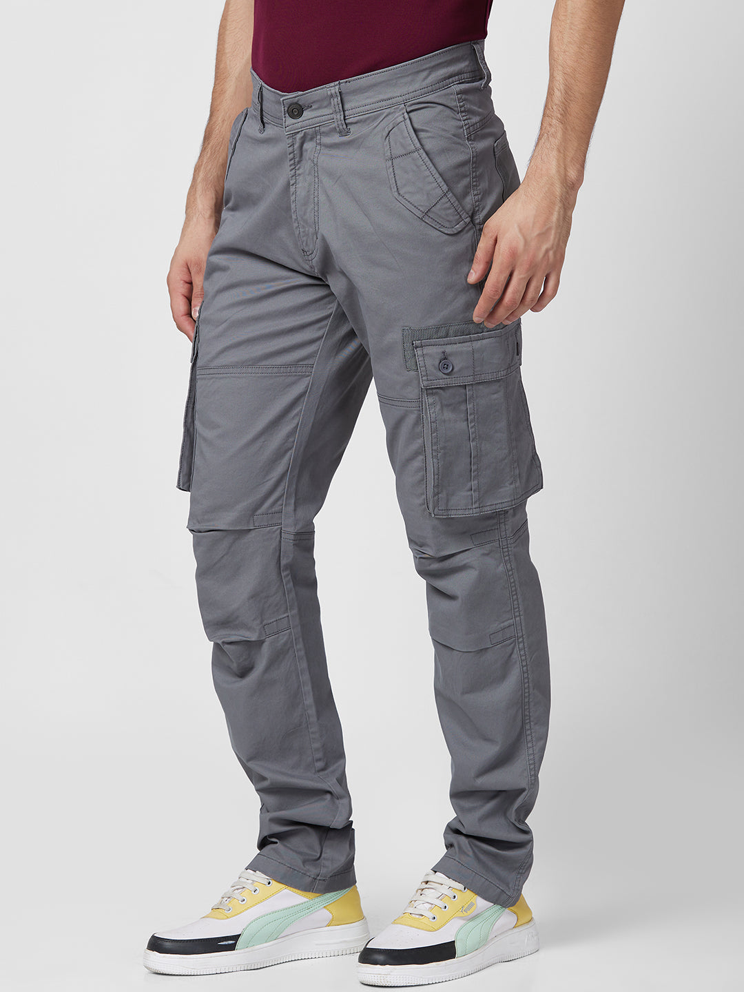 Spykar Men Mid-Rise Cotton Cargos Trousers