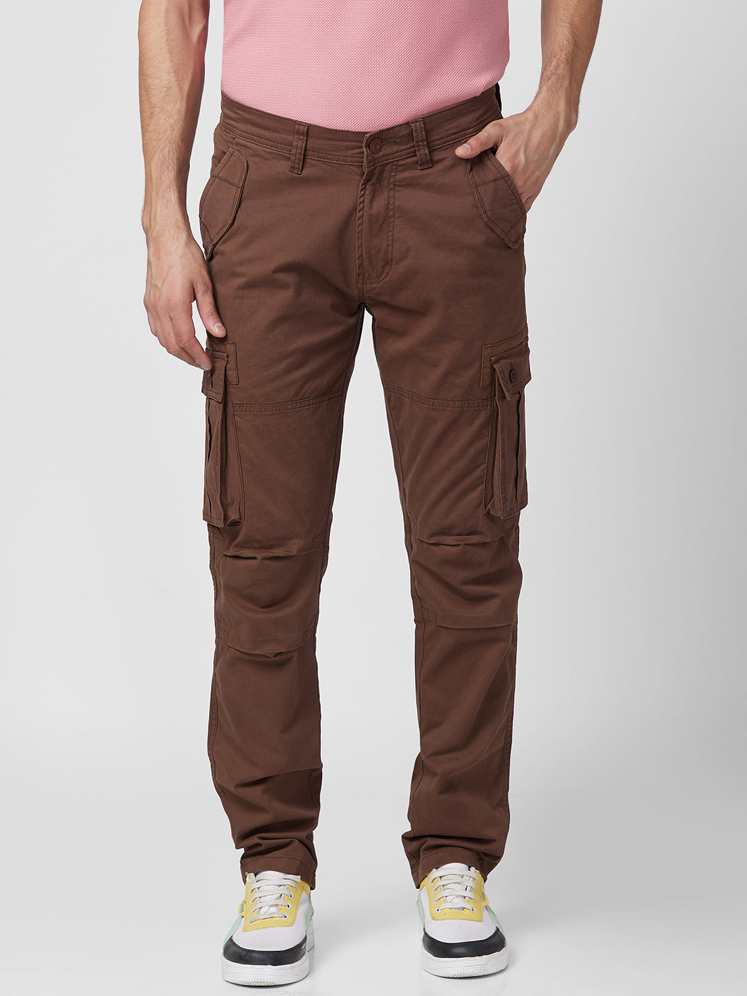 Spykar Men Mid-Rise Cotton Cargos Trousers