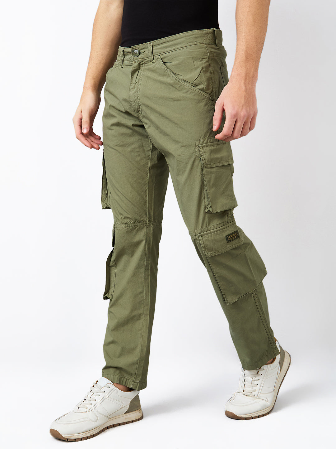 Spykar Green Straight Fit Mid Rise Cargo For Men