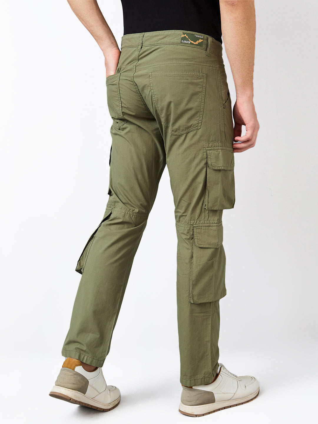 Spykar Green Straight Fit Mid Rise Cargo For Men