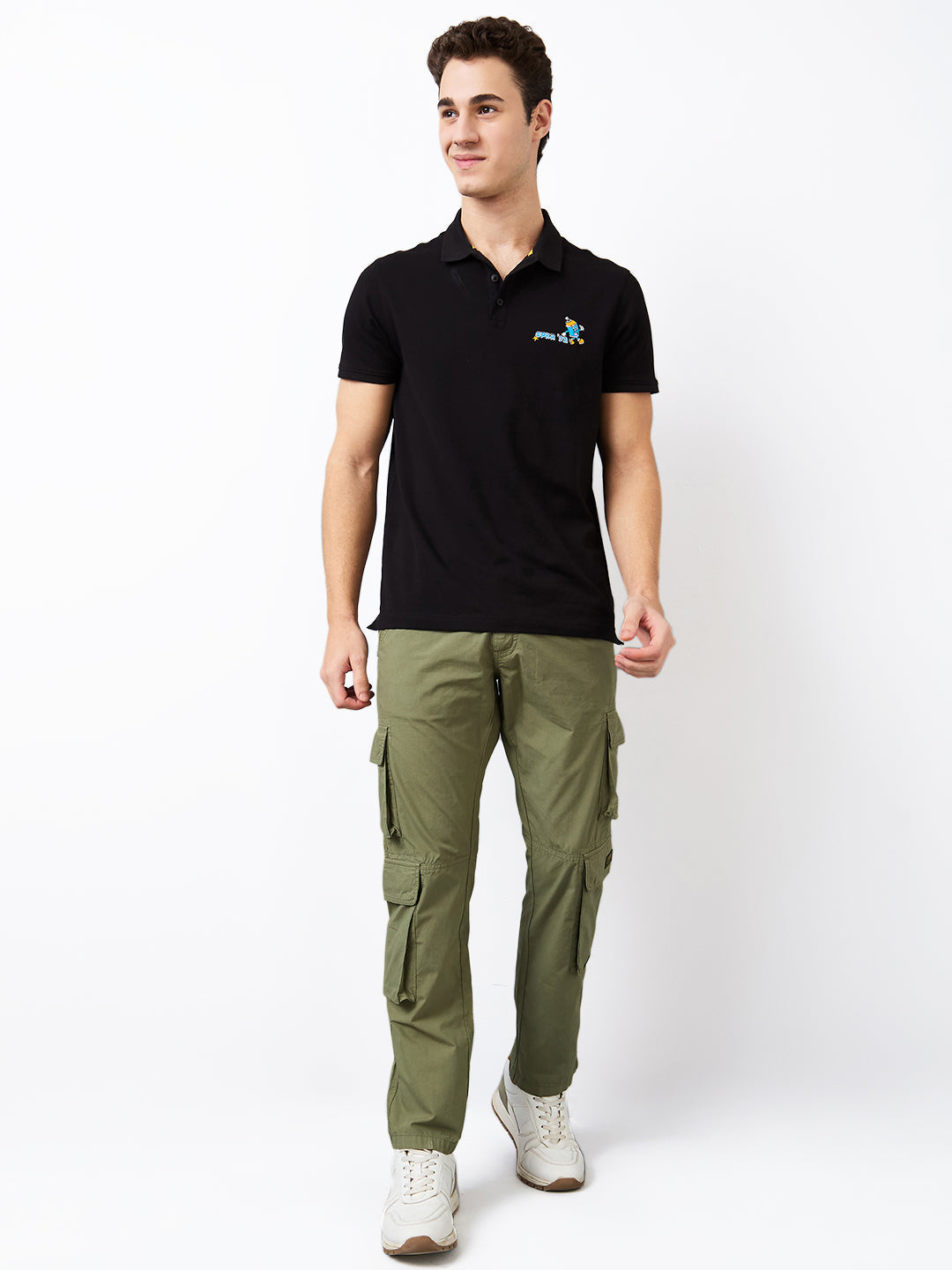 Spykar Green Straight Fit Mid Rise Cargo For Men