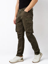 Men Cargo Regular Fit Green Mid Rise
