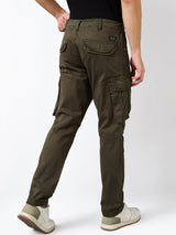 Men Cargo Regular Fit Green Mid Rise
