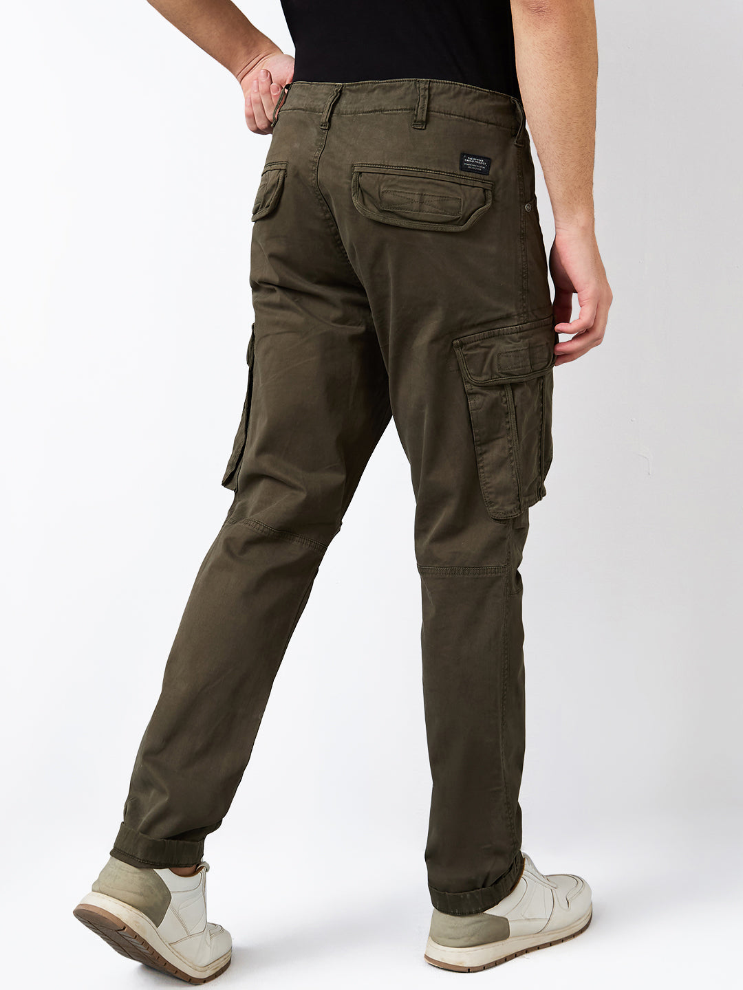 Men Cargo Regular Fit Green Mid Rise