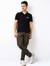 Men Cargo Regular Fit Green Mid Rise