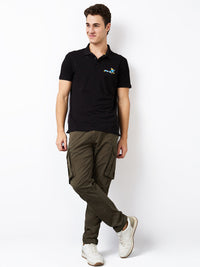 Men Cargo Regular Fit Green Mid Rise