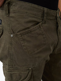 Men Cargo Regular Fit Green Mid Rise