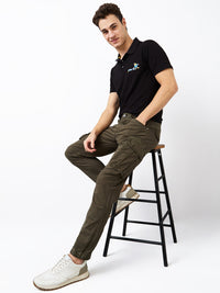 Men Cargo Regular Fit Green Mid Rise