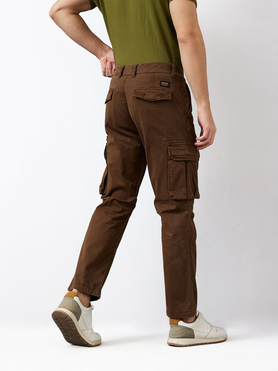 Spykar Brown Straight Fit Mid Rise Cargo For Men