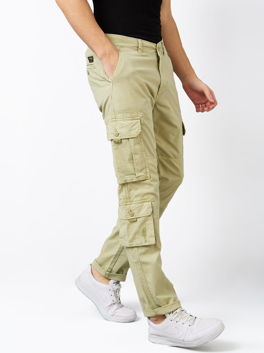 Spykar Green Regular Fit Mid Rise Cargo For Men