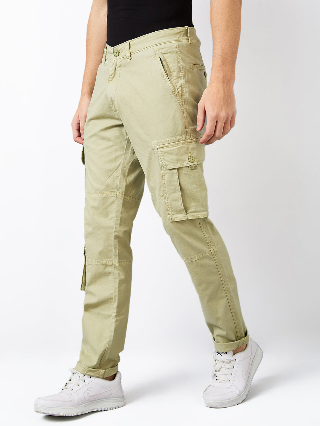 Spykar Green Regular Fit Mid Rise Cargo For Men