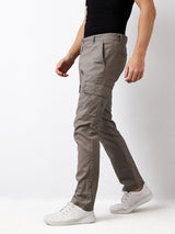 Men Cargo Regular Fit Grey Mid Rise