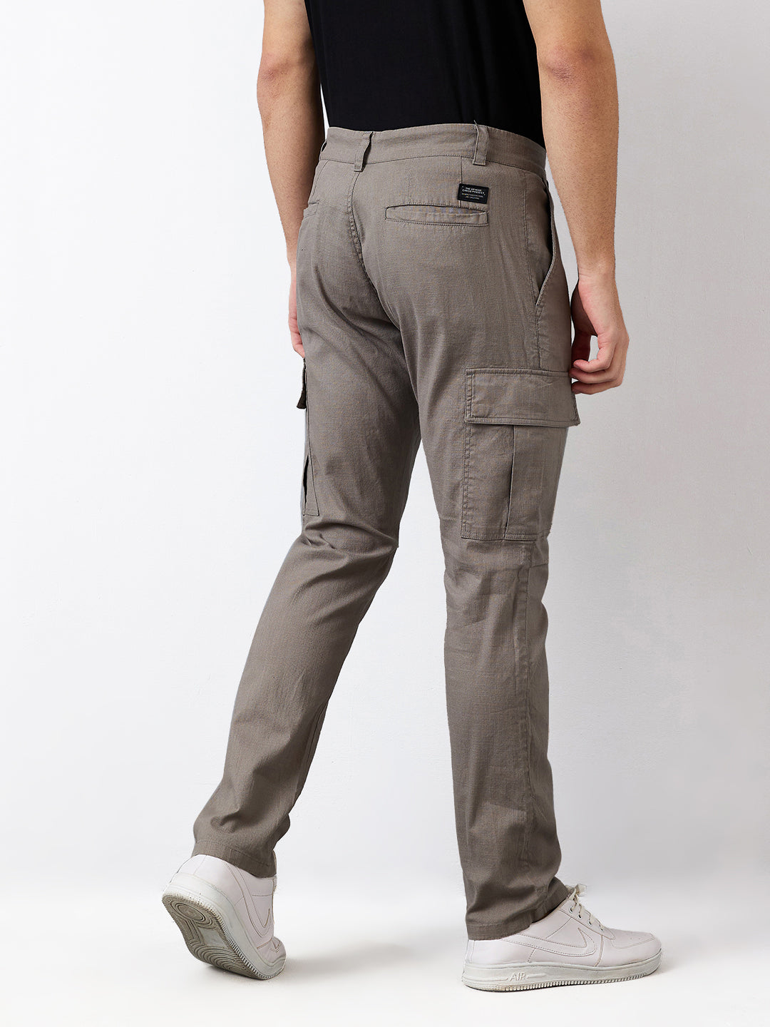 Spykar Grey Regular Fit Mid Rise Cargo For Men