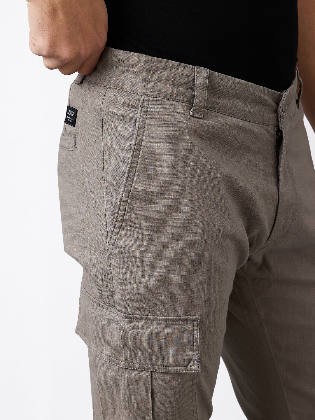Men Cargo Regular Fit Grey Mid Rise