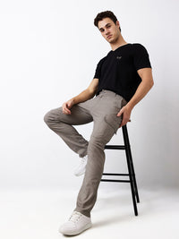 Men Cargo Regular Fit Grey Mid Rise