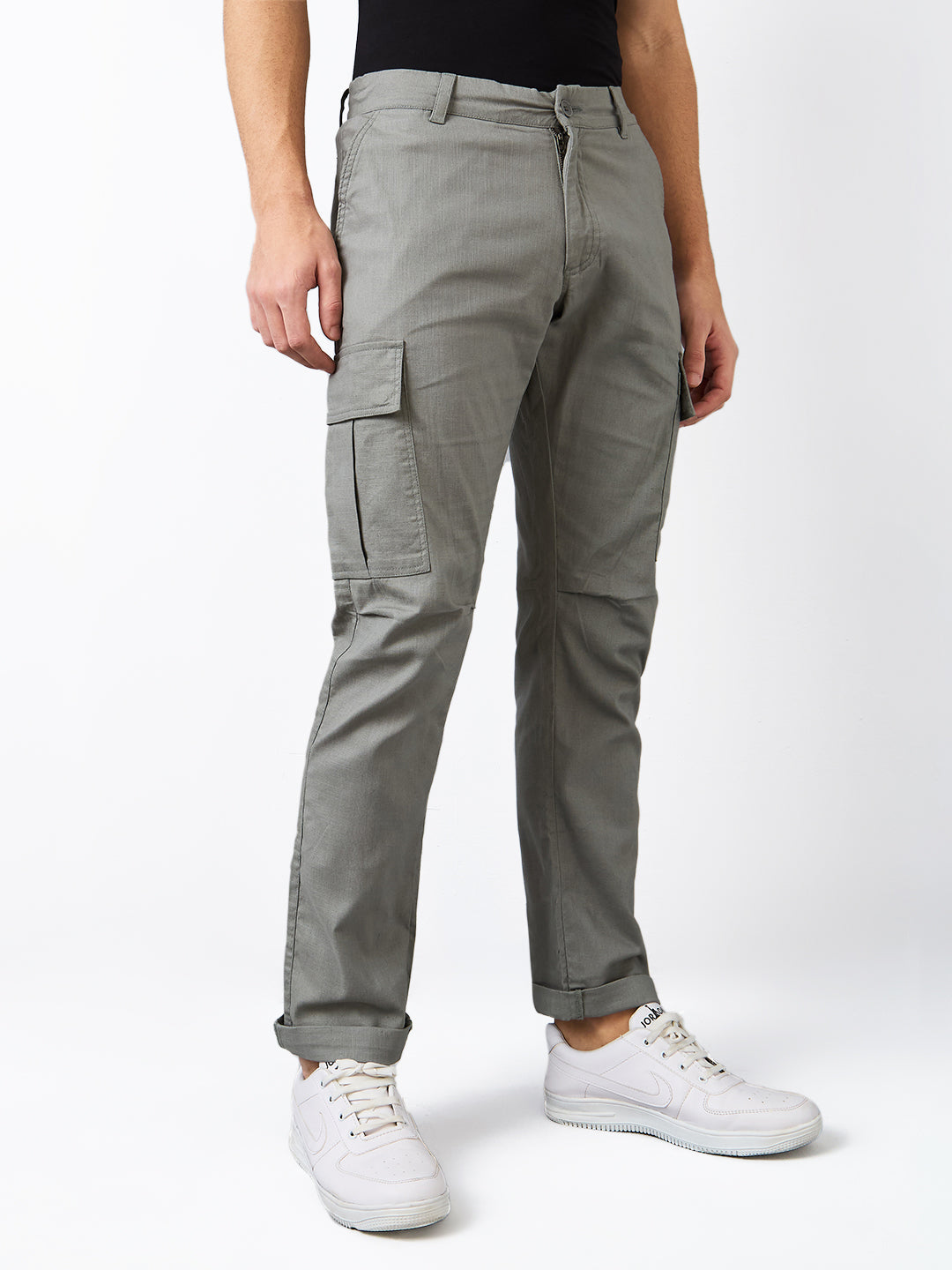 Men Cargo Regular Fit Green Mid Rise