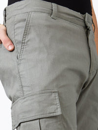 Men Cargo Regular Fit Green Mid Rise