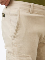 Men Cargo Regular Fit Beige Mid Rise