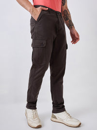 Men Cargo Regular Fit Grey Mid Rise