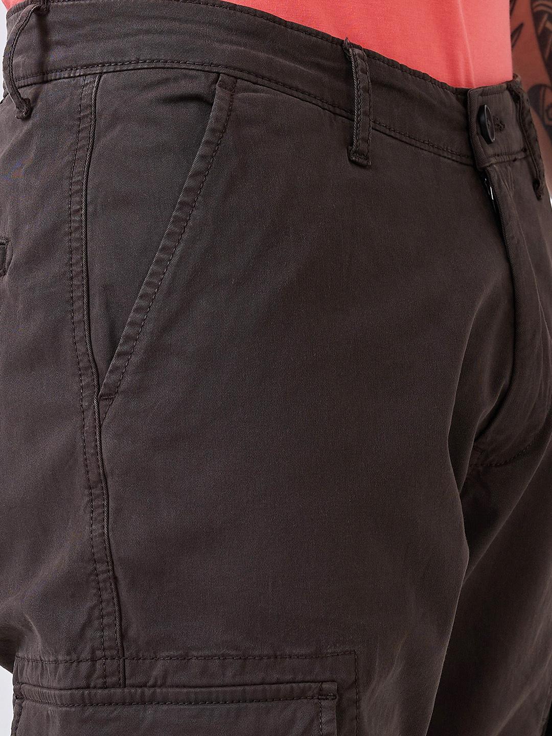 Men Cargo Regular Fit Grey Mid Rise
