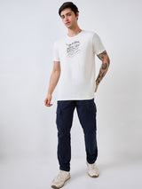 Men Cargo Regular Fit Blue Mid Rise
