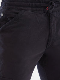 Men Cargo Relaxed Fit Jet Black Mid Rise