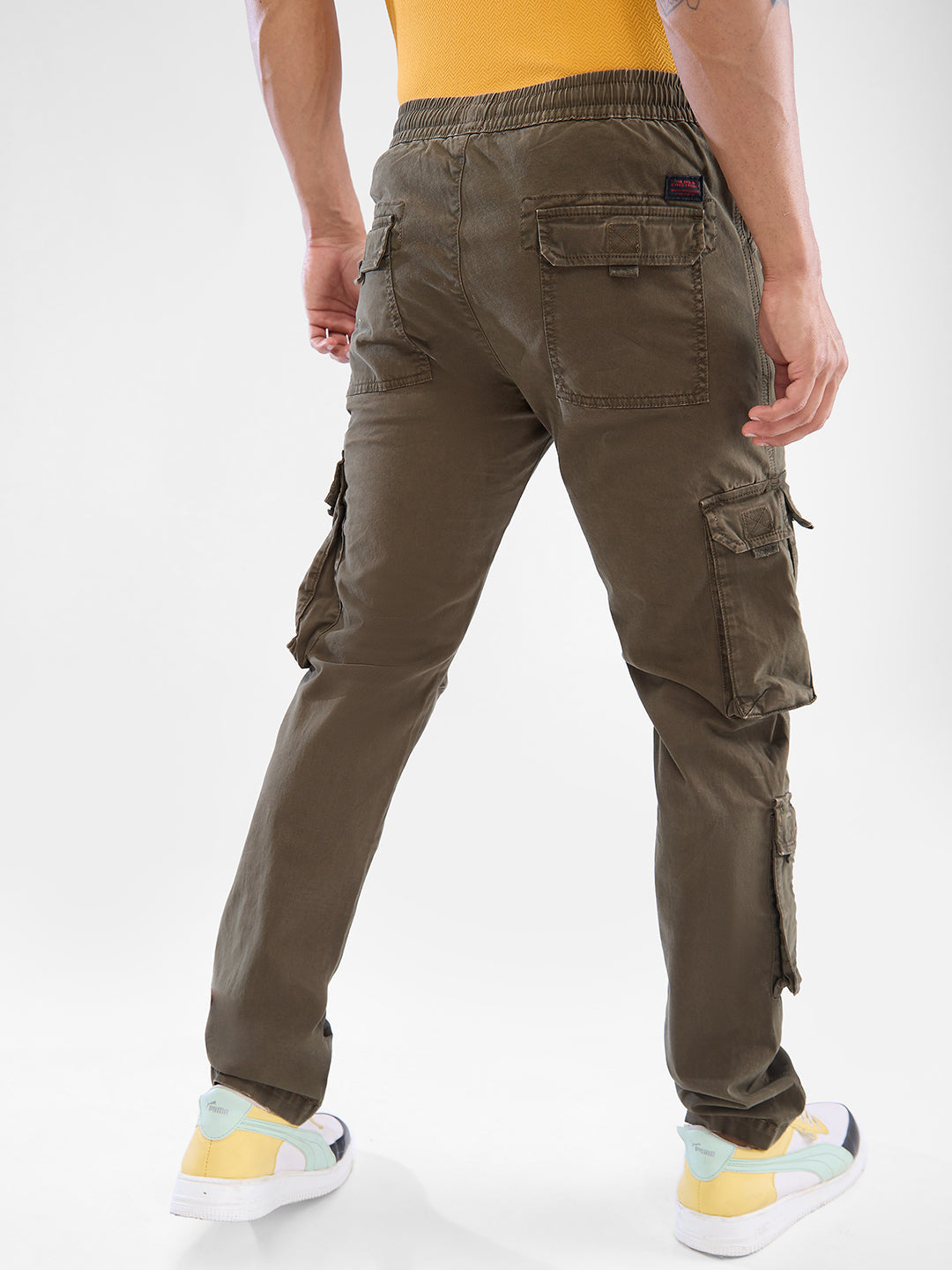 Spykar Military Green Mid Rise Cargo For Men