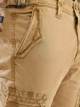 Men Cargo Regular Fit Camel Khaki Mid Rise